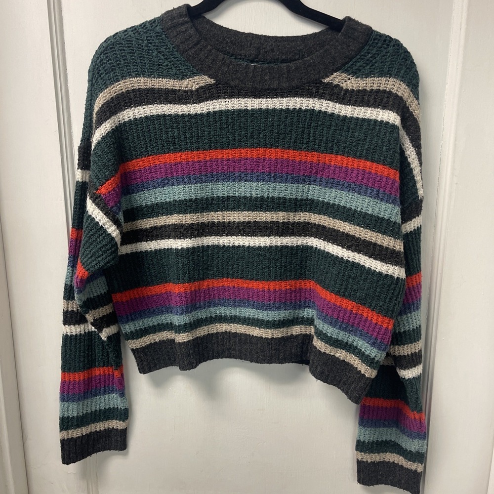 American Eagle Stripes Cropped Knit Sweater Size Small